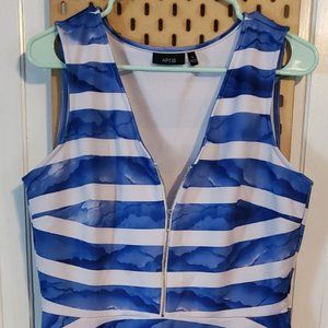 Blue Stained Striped Dress
